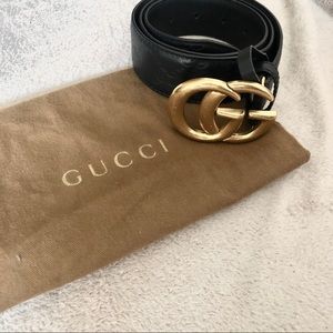 Gucci Leather Embossed GG Belt